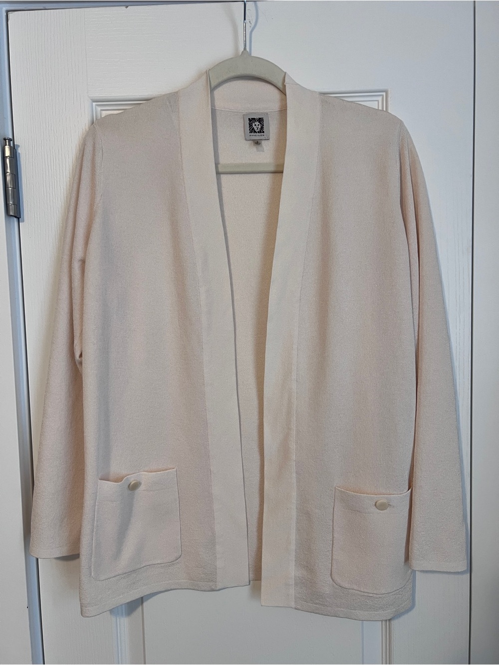 Anne Klein Light Cream Open Cardigan with Front Pockets